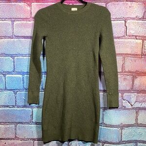A New Day Women's Ribbed Knit Sweater Dress XS Olive Green Long Sleeve
